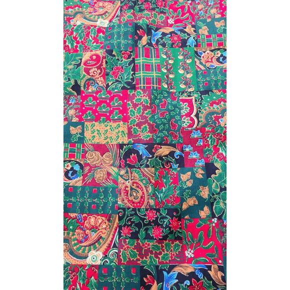 Vintage Christmas Women's Med Paisley Patchwork Print Maxi Skirt Wrap Cotton USA - Picture 9 of 9